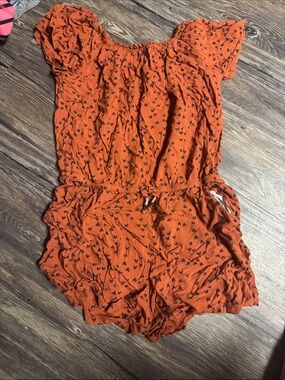 Cat & Jack Orange Heart-Print Girls' Romper